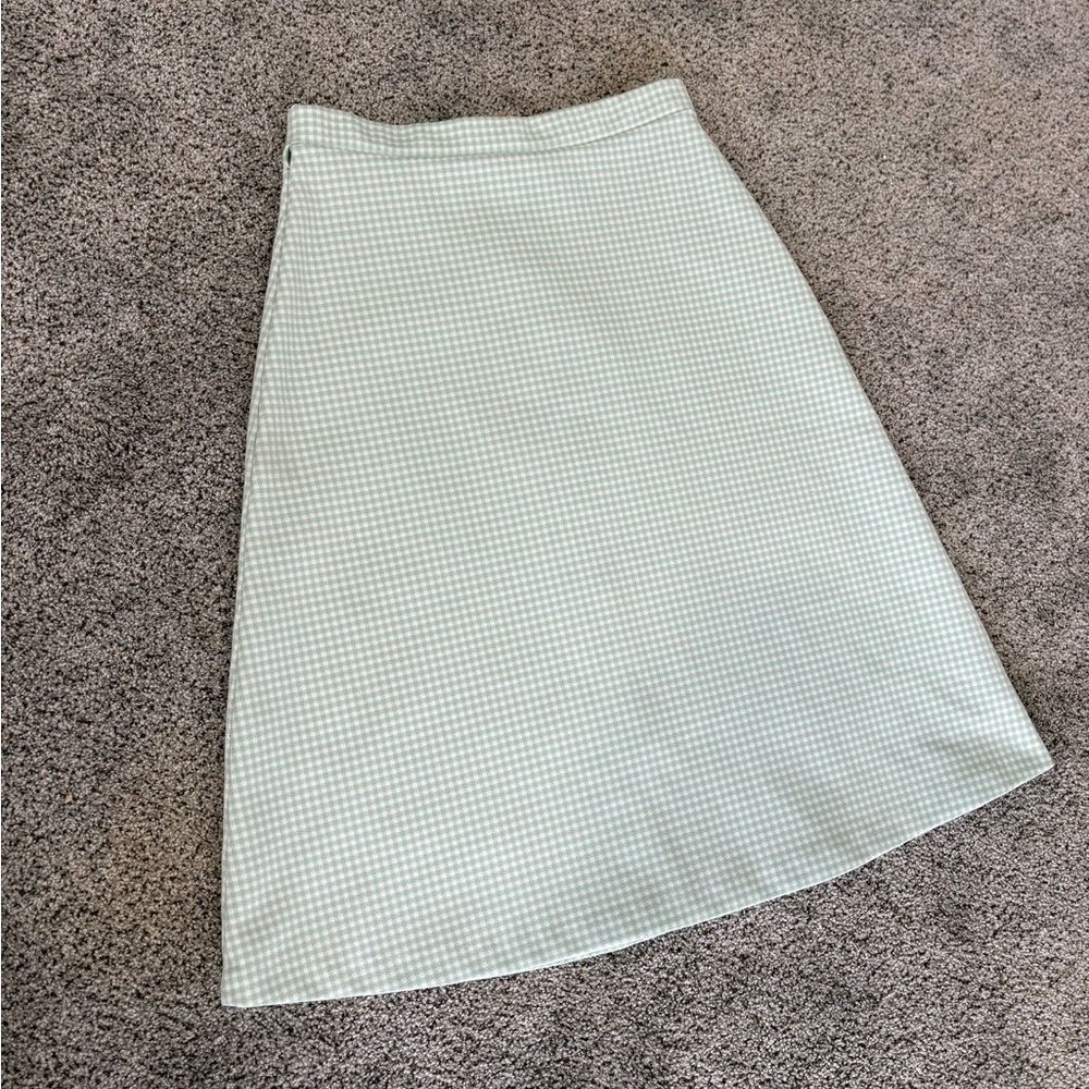 Vintage Cedar Lane Mint Gingham A-Line Skirt